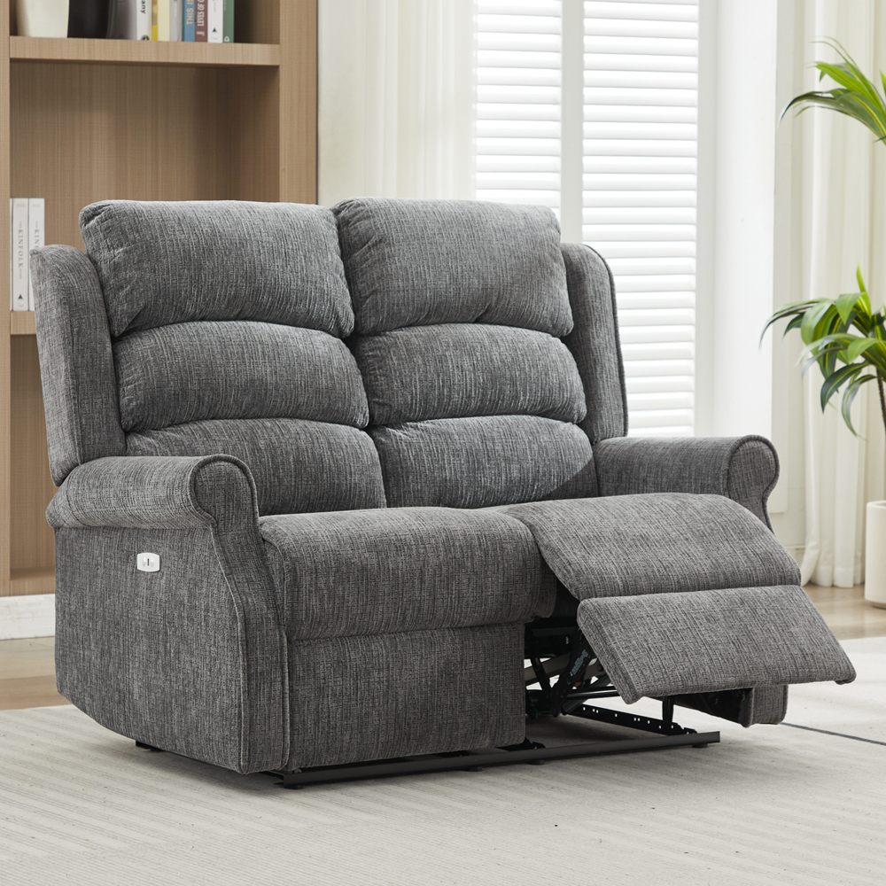 Rosenberg Fabric Electric Recliner 2 Seater Sofa - Anthracite