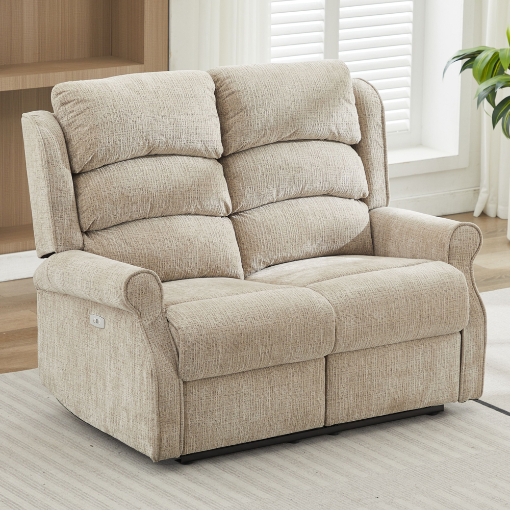 Rosenberg Fabric Electric Recliner 2 Seater Sofa - Rabbit