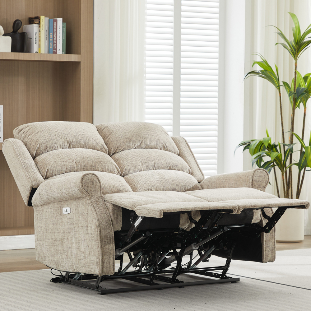 Rosenberg Fabric Electric Recliner 2 Seater Sofa - Rabbit