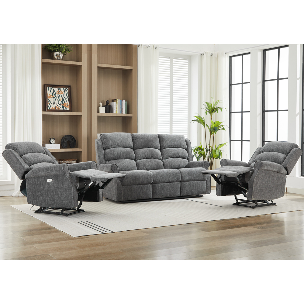 Rosenberg Fabric Electric Recliner 3+1+1 Seater Sofa Set - Anthracite