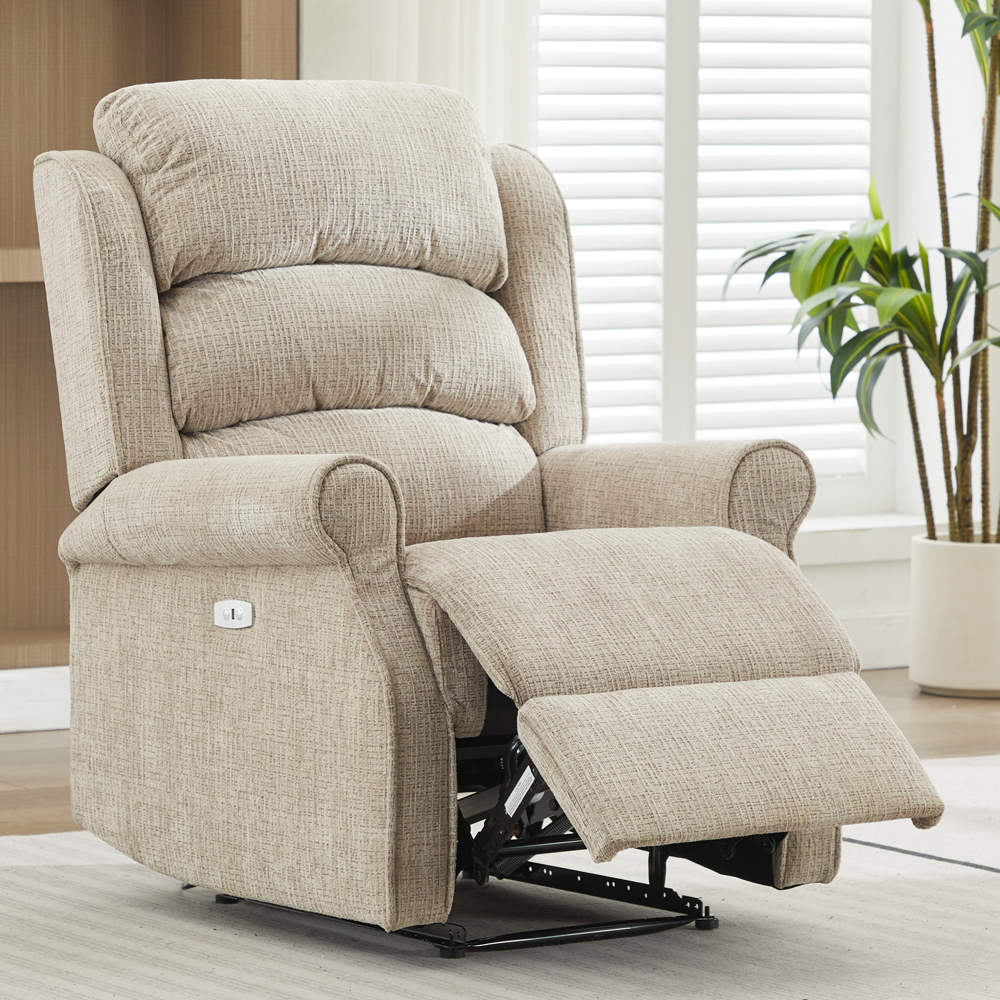Rosenberg Fabric Electric Recliner 3+1+1 Seater Sofa Set in Rabbit