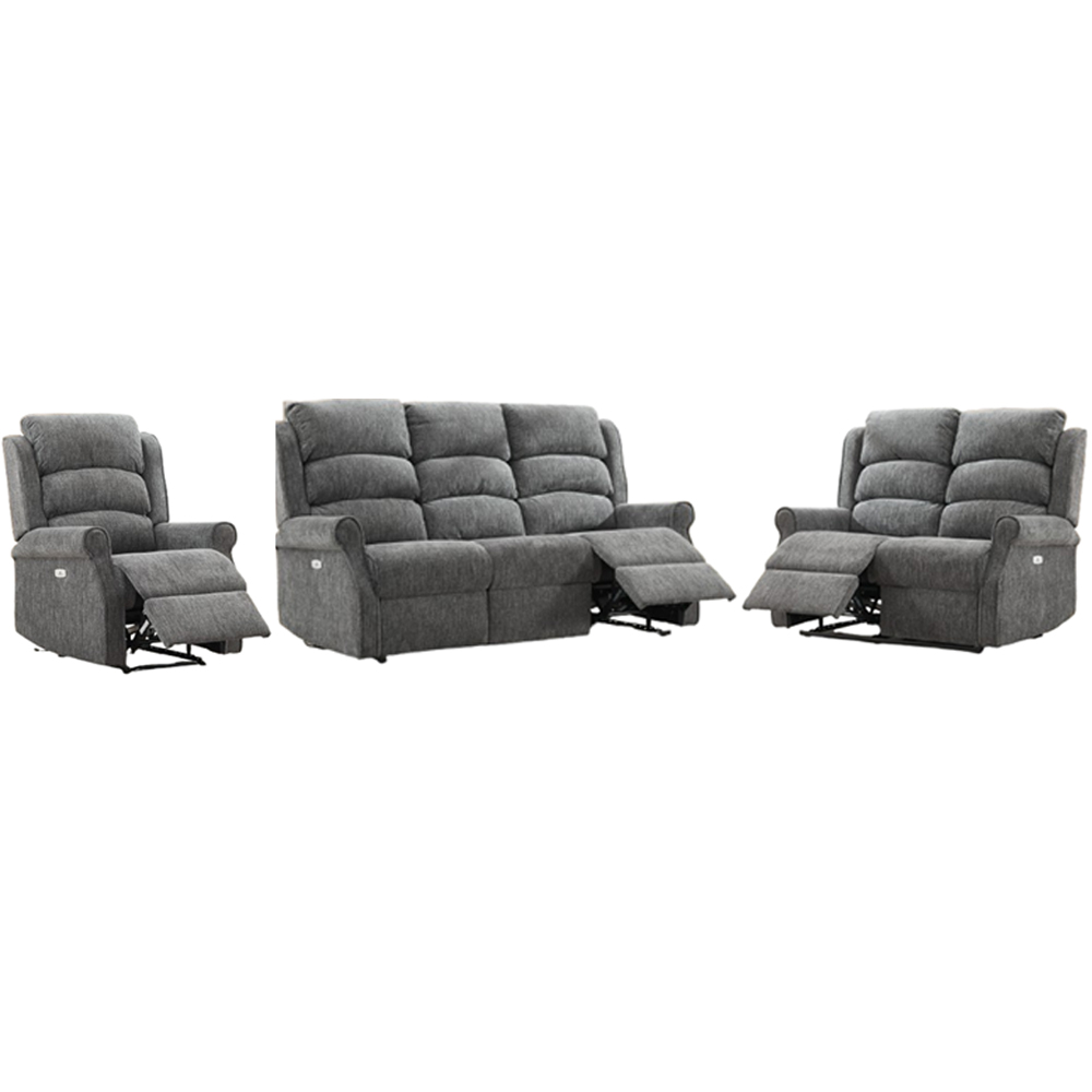 Rosenberg Fabric Electric Recliner 3+2+1 Sofa Suite in Anthracite