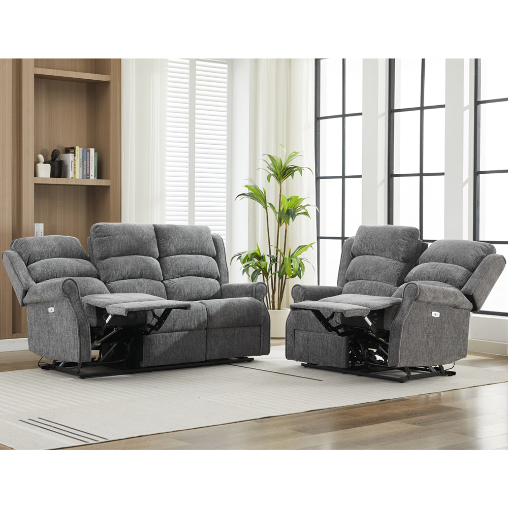 Rosenberg Fabric Electric Recliner 3+2 Seater Sofa Set - Anthracite