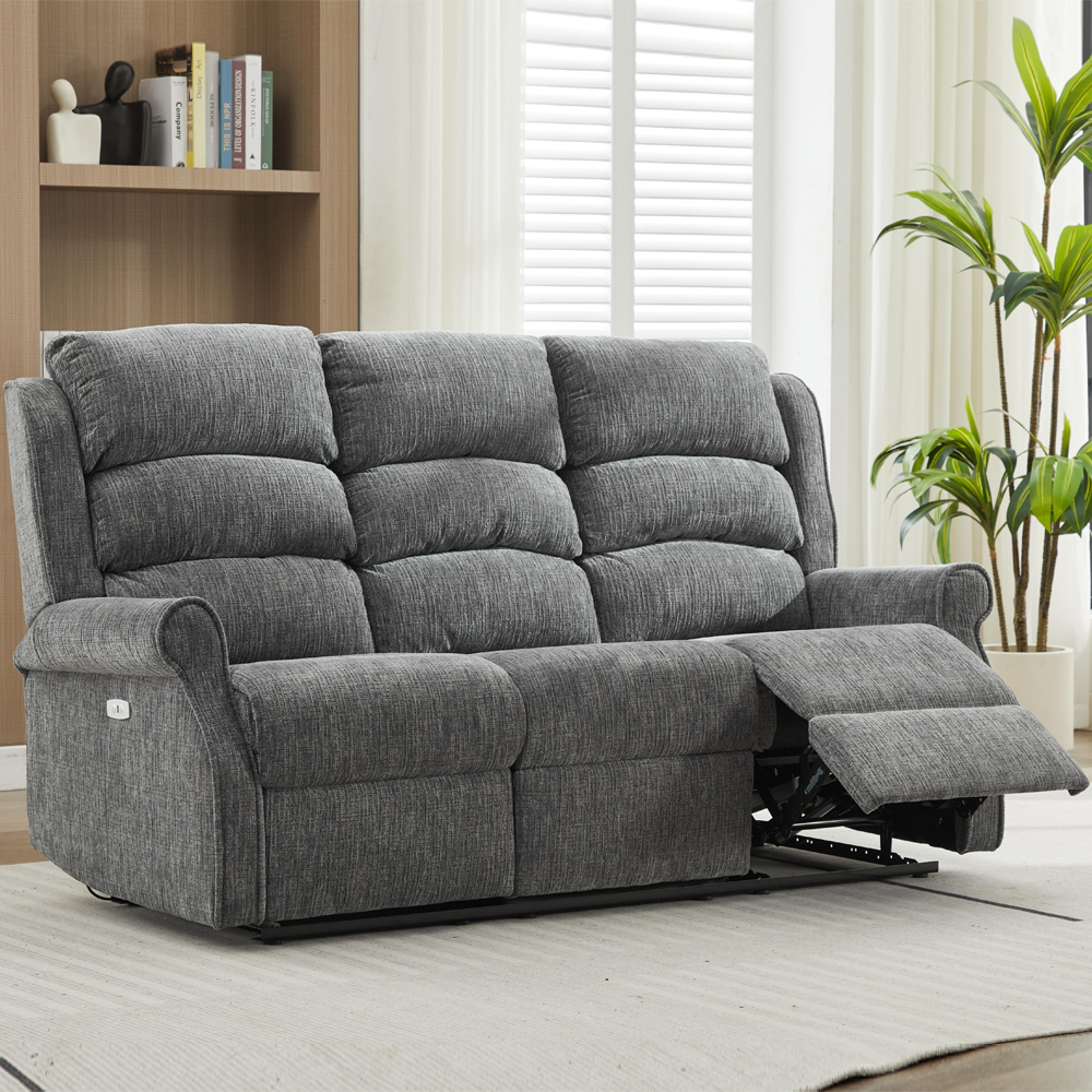 Rosenberg Fabric Electric Recliner 3 Seater Sofa - Anthracite