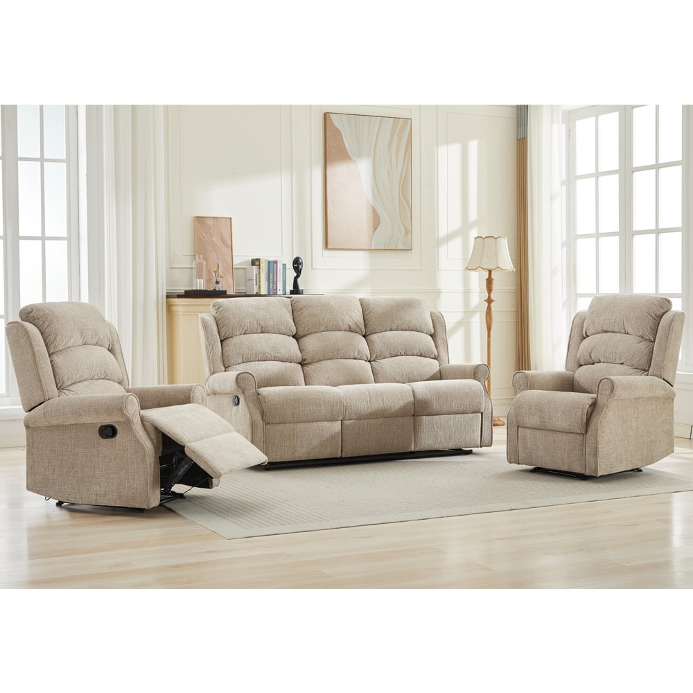 Rosenberg Fabric Recliner 3+1+1 Seater Sofa Set - Rabbit