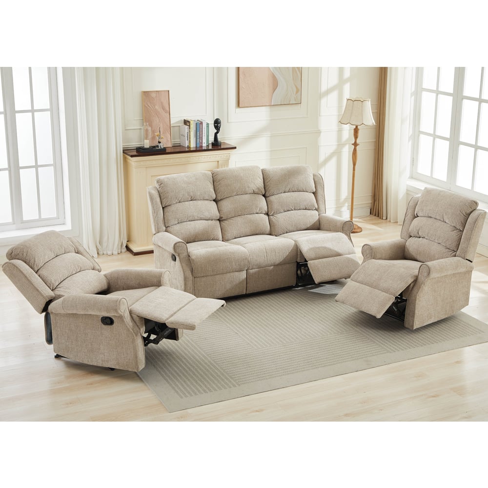Rosenberg Fabric Recliner 3+1+1 Seater Sofa Set - Rabbit