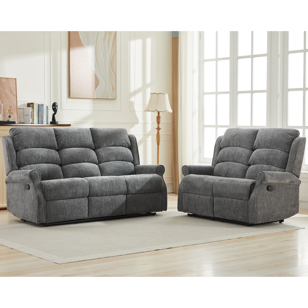 Rosenberg Fabric Recliner 3+2 Seater Sofa Set - Anthracite
