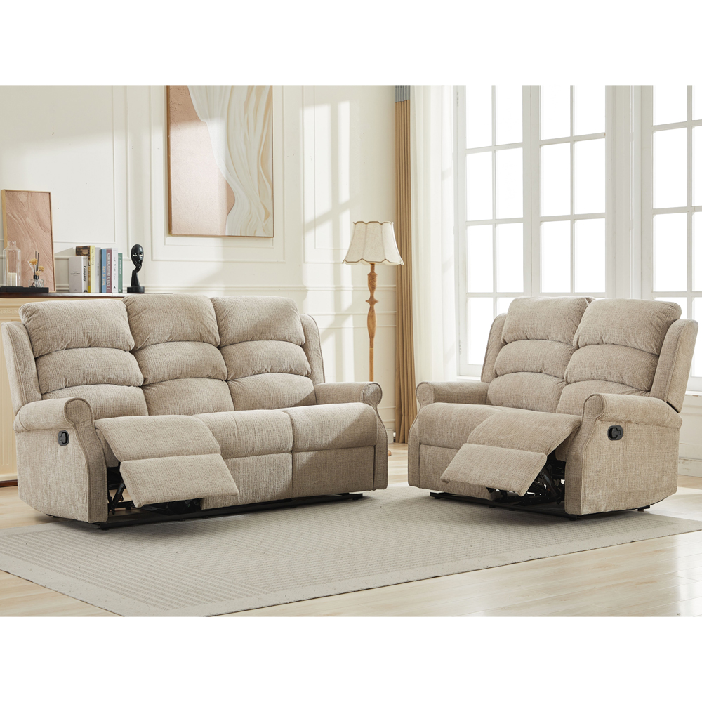 Rosenberg Fabric Recliner 3+2 Seater Sofa Set - Rabbit