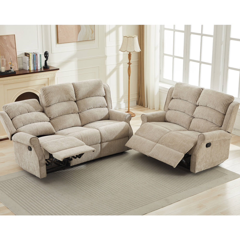 Rosenberg Fabric Recliner 3+2 Seater Sofa Set - Rabbit