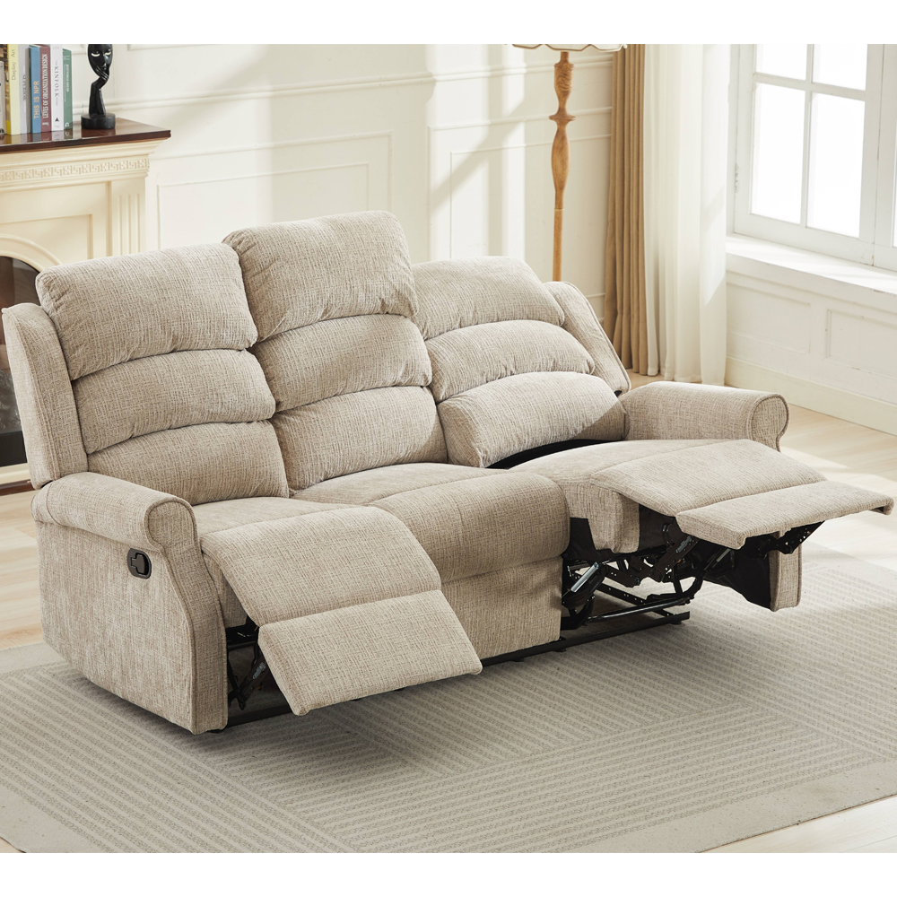 Rosenberg Fabric Recliner 3 Seater Sofa - Rabbit