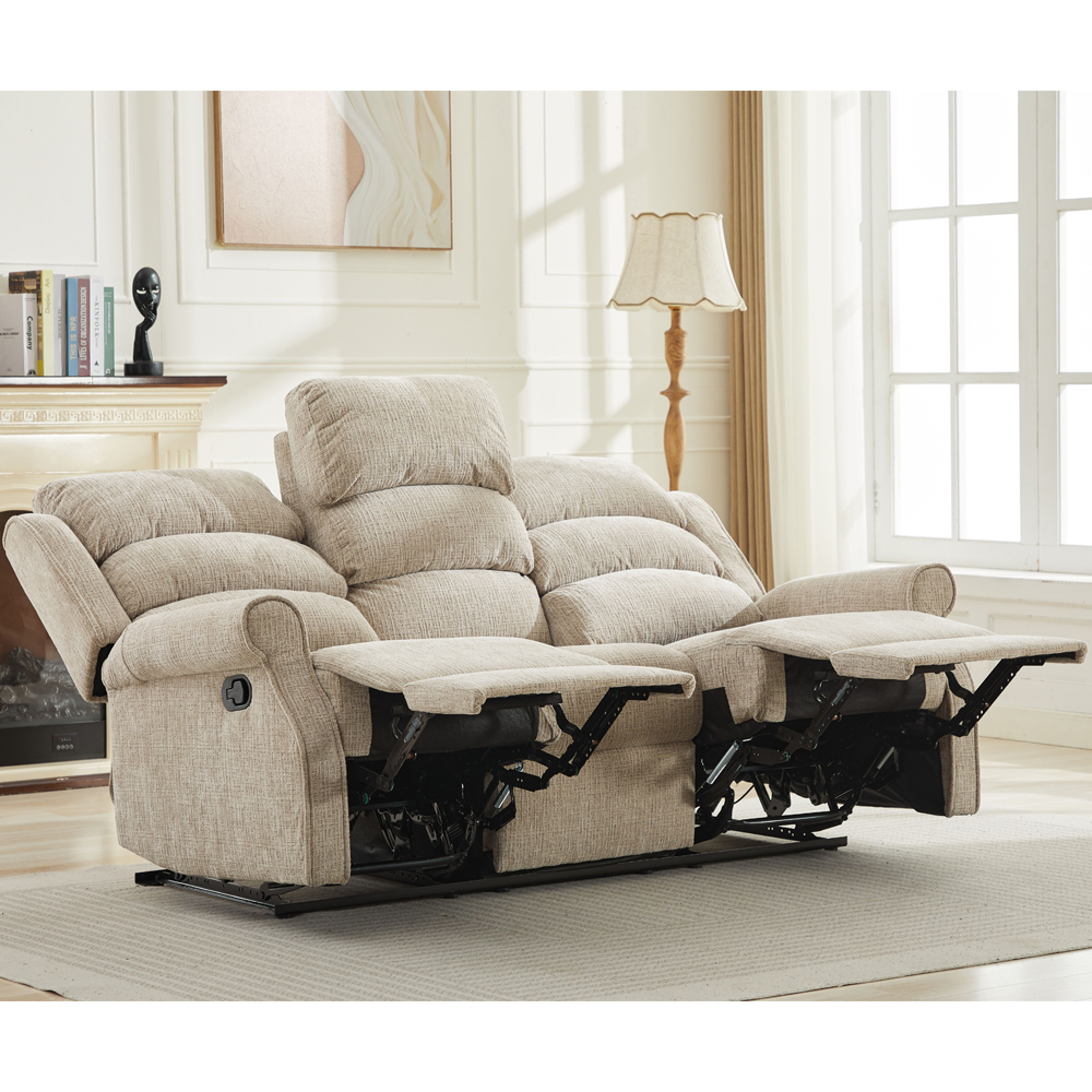 Rosenberg Fabric Recliner 3 Seater Sofa - Rabbit