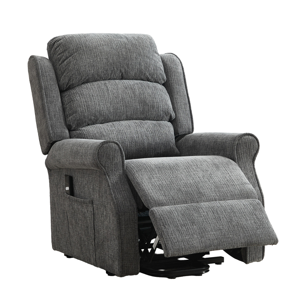 Rosenberg Fabric Single Motor Lift Tilt Recliner Chair in Anthracite