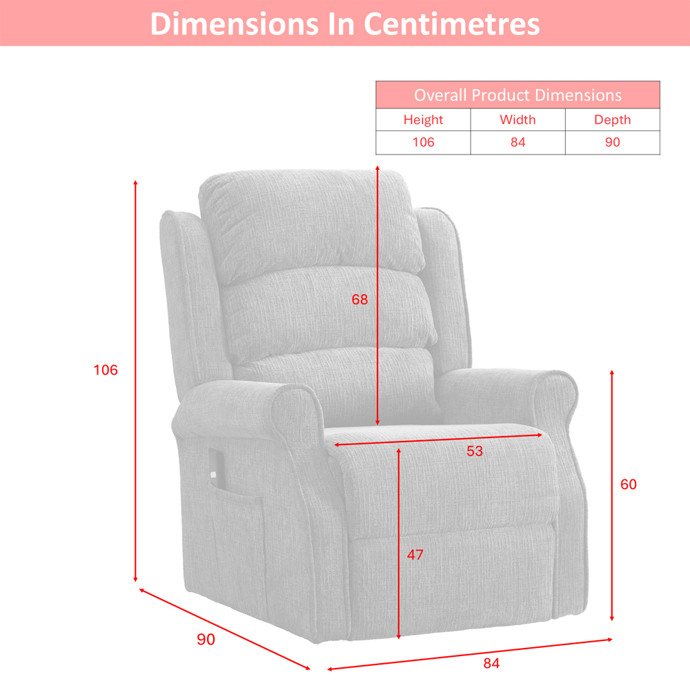 Rosenberg Fabric Single Motor Lift Tilt Recliner Chair in Anthracite