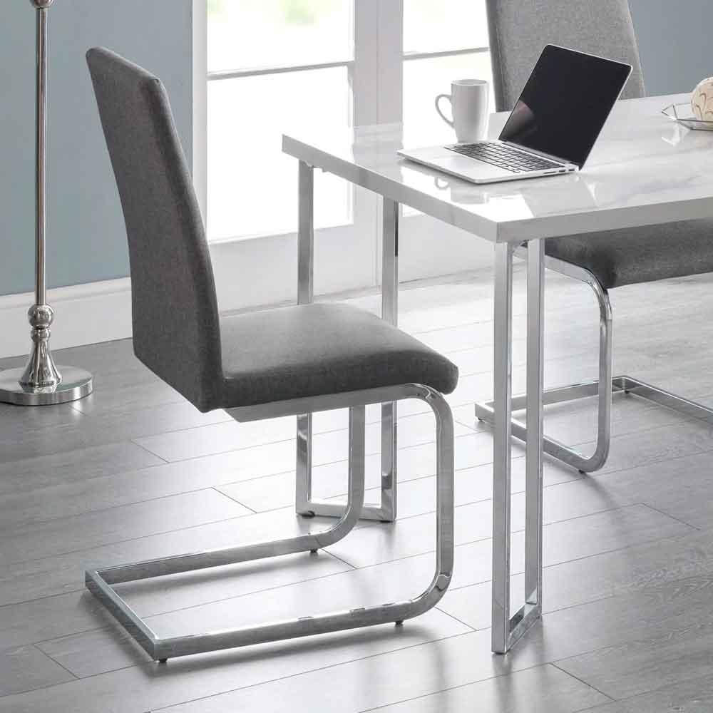 Rosendale Slate Grey Fabric Dining Chairs in Pair