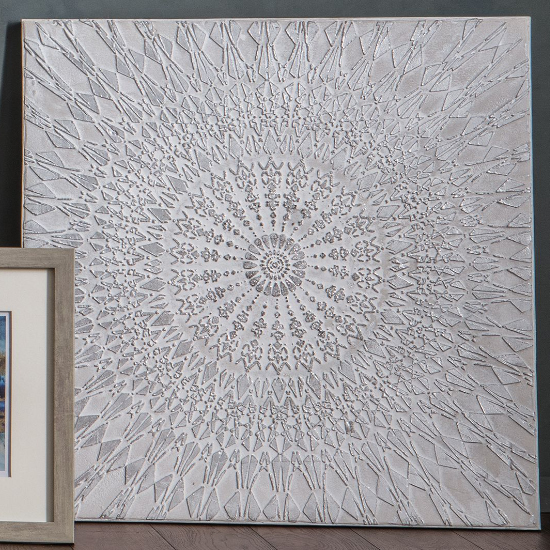 Product photograph of Rosina Textured Canvas Wall Art In Distressed White from Furniture in Fashion