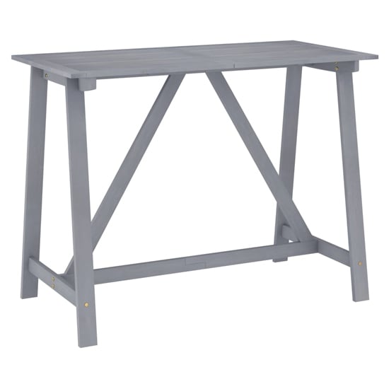Photo of Roslyn rectangular wooden garden bar table in grey