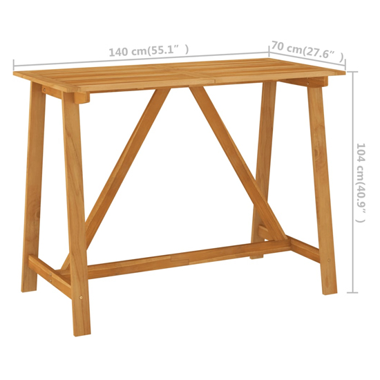 Roslyn Rectangular Wooden Garden Bar Table In Natural
