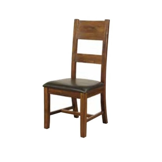 Ross Ladderback Faux Leather Dining Chair In Acacia Finish