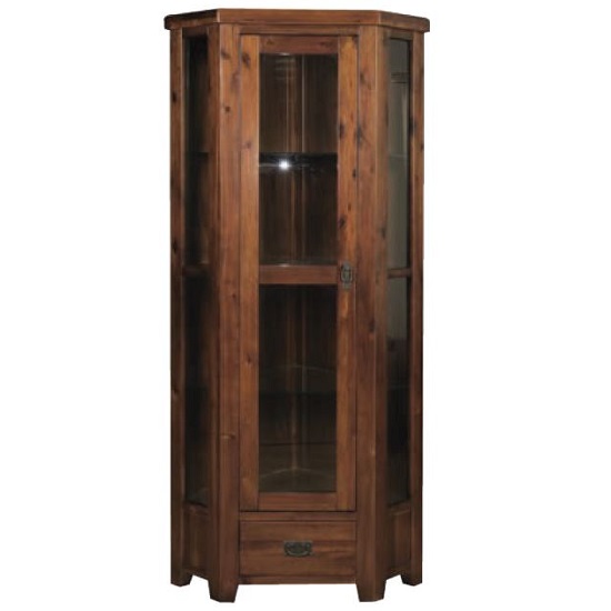 Ross Wooden Corner Display Cabinet In Acacia Finish Furniture In