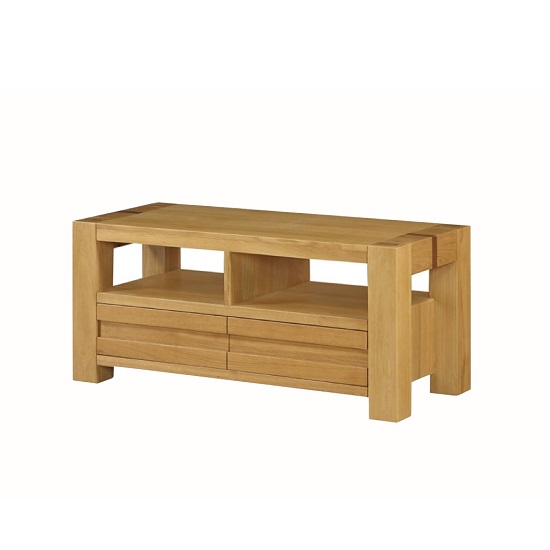 Rossdale Wooden TV Stand In Solid Oak With 2 Drawers 29889