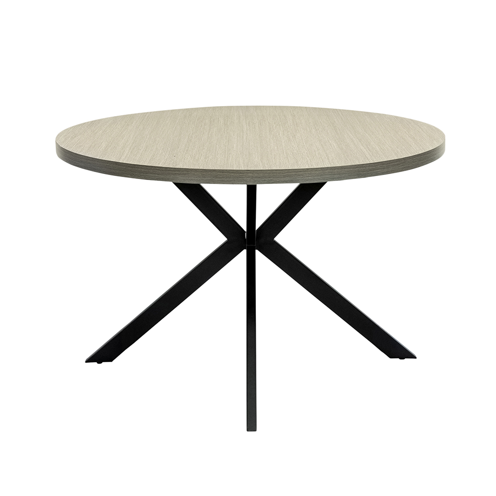 Rossi Round Wooden Dining Table with Black Legs in Grey