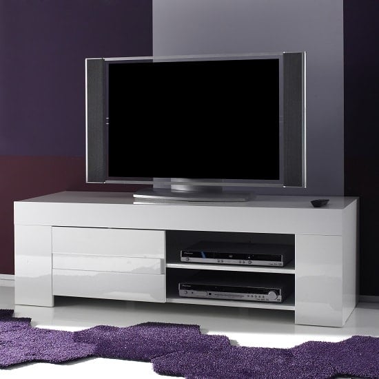 Photo of Rossini contemporary tv stand in white gloss with 1 door