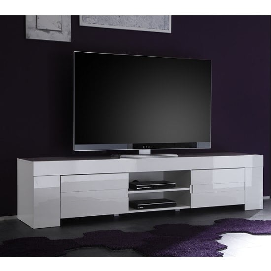 Rossini Wide TV Stand In White Gloss With 2 Drawers_1
