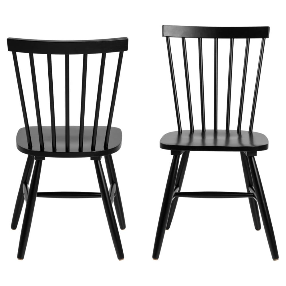 Roswell Black Wooden Dining Chairs In Pair
