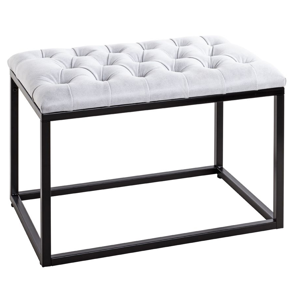Roswell Textile Fabric Stool With Steel Frame In Grey Black