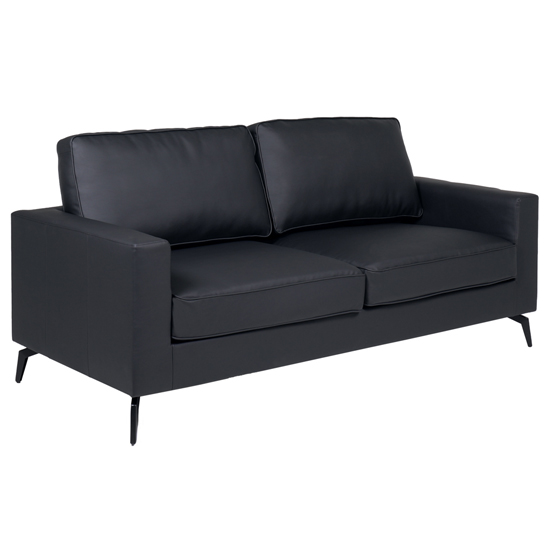 Roswell Faux Leather Upholstered 3 Seater Sofa In Black_2