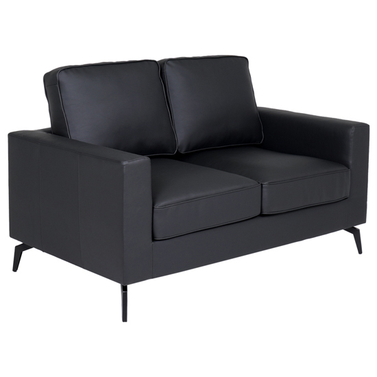 Product photograph of Roswell Upholstered Faux Leather 2 Seater Sofa In Black from Furniture in Fashion