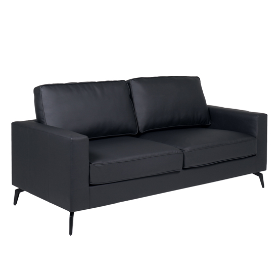 Product photograph of Roswell Upholstered Faux Leather 3 Seater Sofa In Black from Furniture in Fashion
