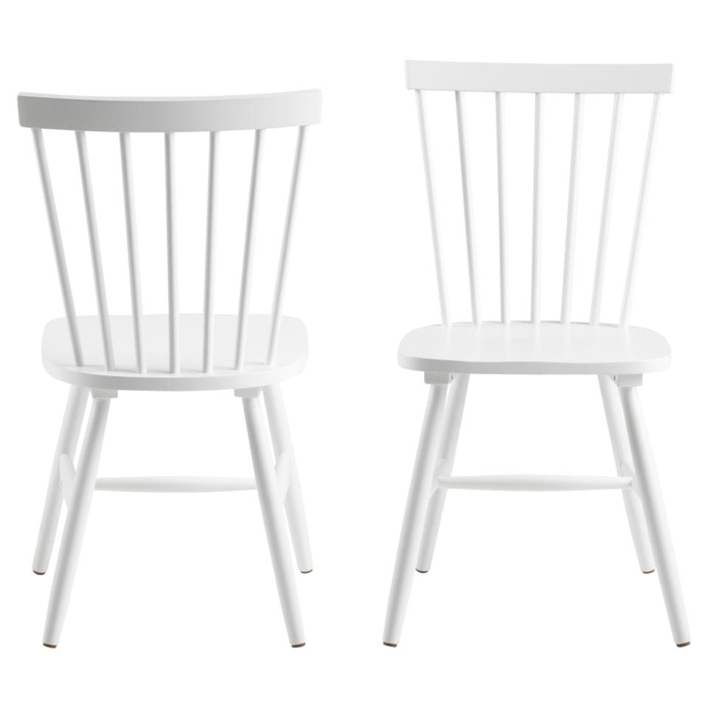 Roswell White Wooden Dining Chairs In Pair