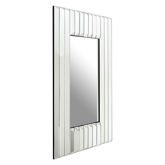 Photo of Rota rectangular wall bedroom mirror in polished silver frame