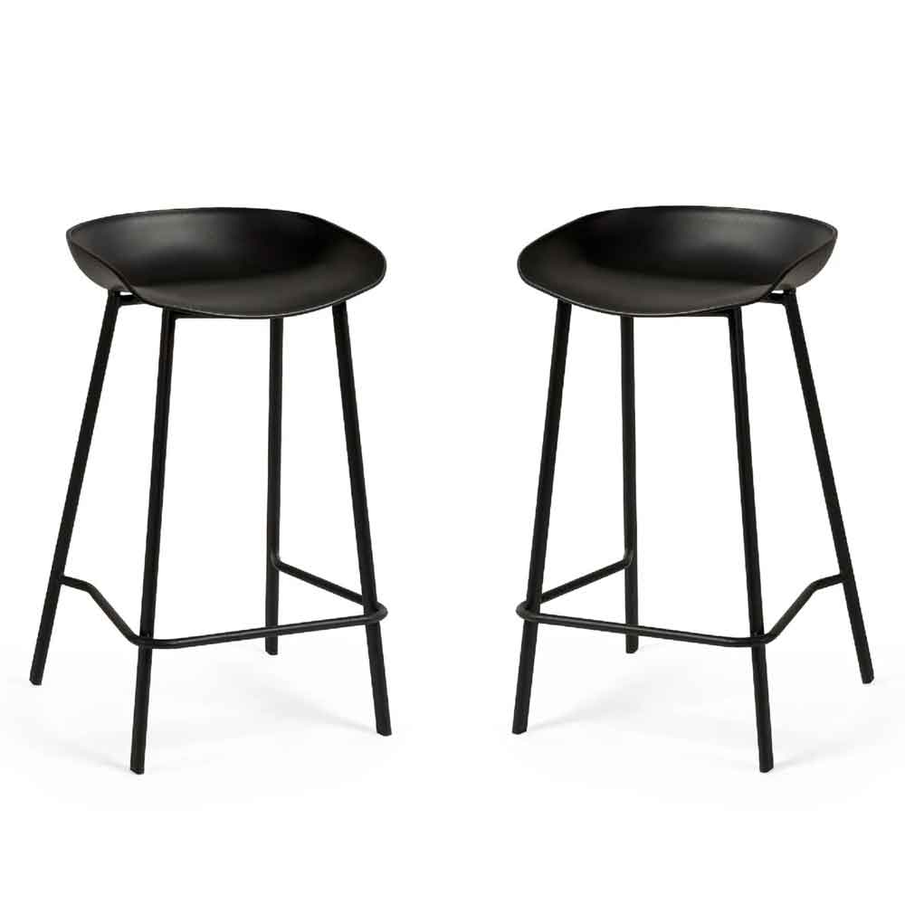 Rothbury Black Plastic Bar Stools in Pair