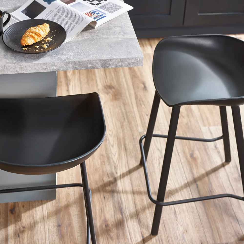 Rothbury Black Plastic Bar Stools in Pair
