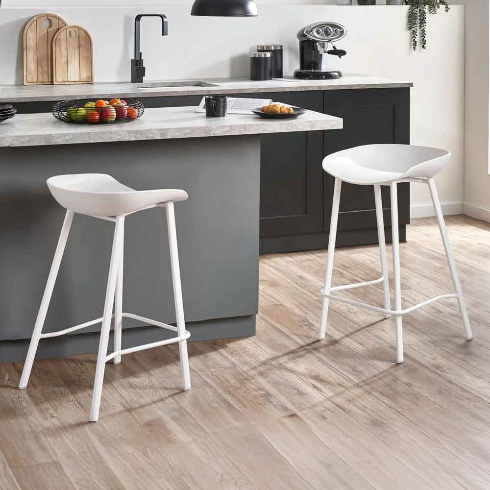 Rothbury White Plastic Bar Stools in Pair