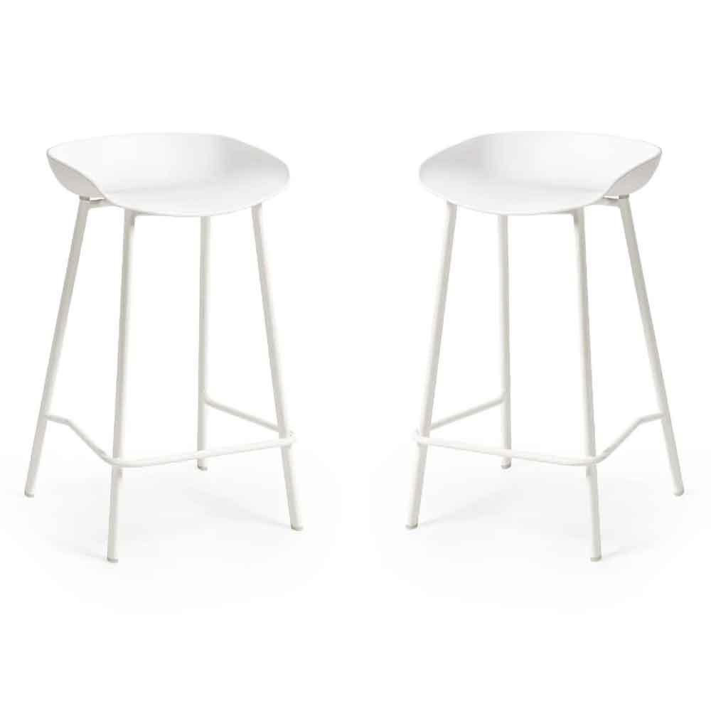 Rothbury White Plastic Bar Stools in Pair