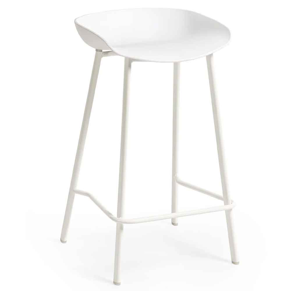 Rothbury White Plastic Bar Stools in Pair