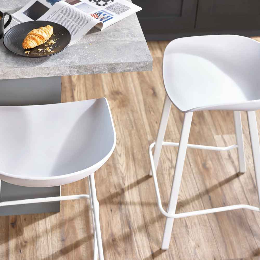 Rothbury White Plastic Bar Stools in Pair