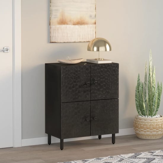 Read more about Rother mango wood storage cabinet with 4 doors in black