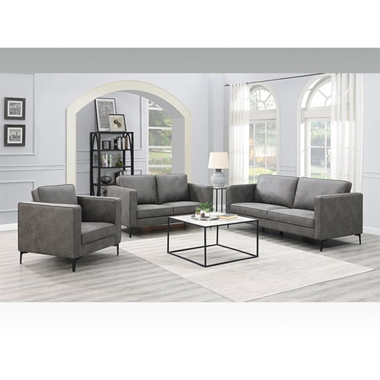 Product photograph of Rotland Fabric 3 Seater Sofa And 2 Armchairs In Charcoal from Furniture in Fashion
