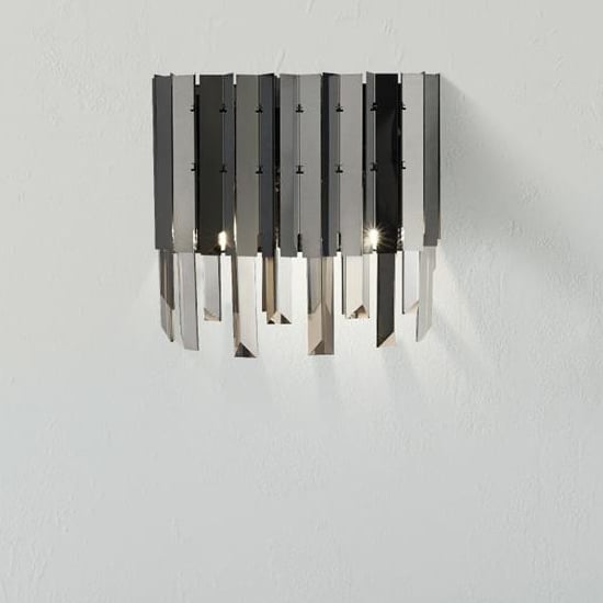 Read more about Rotunda 2 lights smoked crystal wall light in chrome