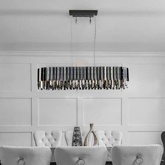 Read more about Rotunda 8 lights smoked crystal pendant light in chrome