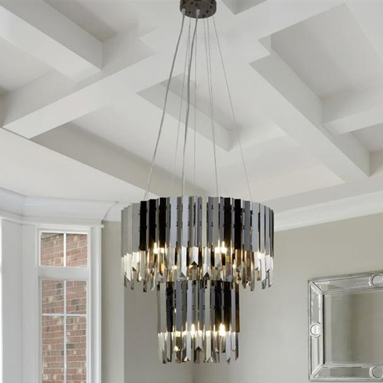 Read more about Rotunda 9 lights smoked crystal pendant light in chrome