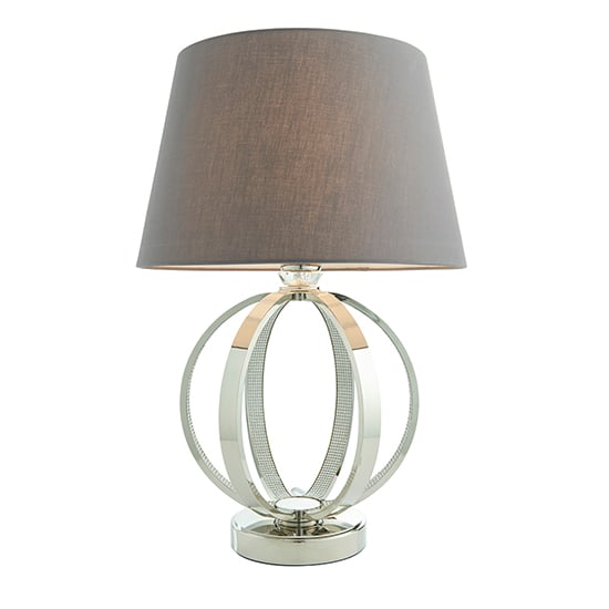 Rouen Charcoal Cotton Shade Table Lamp With Bright Nickel Base_2