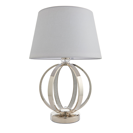 Rouen Grey Cotton Shade Table Lamp With Bright Nickel Base_2