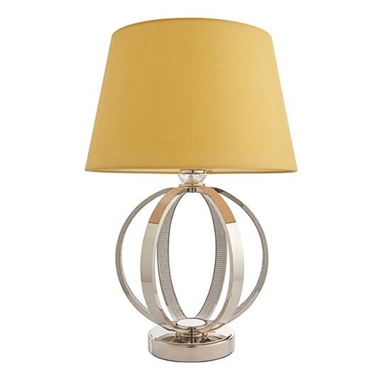 Rouen Yellow Cotton Shade Table Lamp With Bright Nickel Base_2