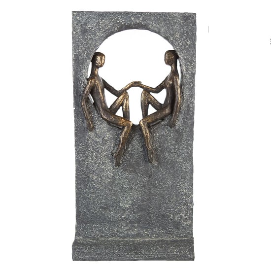 Read more about Round place poly design sculpture in antique bronze and grey