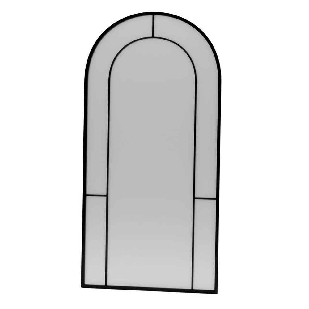 Rounda Glass Cheval Mirror with Black Metal Frame